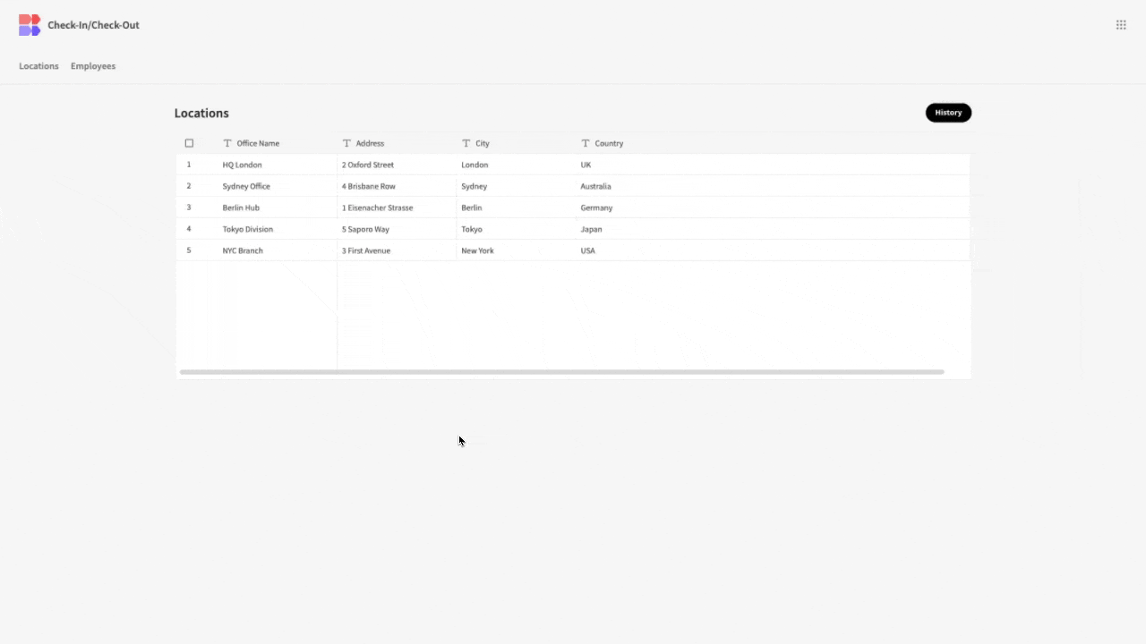 Employee Check-In/Check-Out Template | Budibase | Low-Code Platform